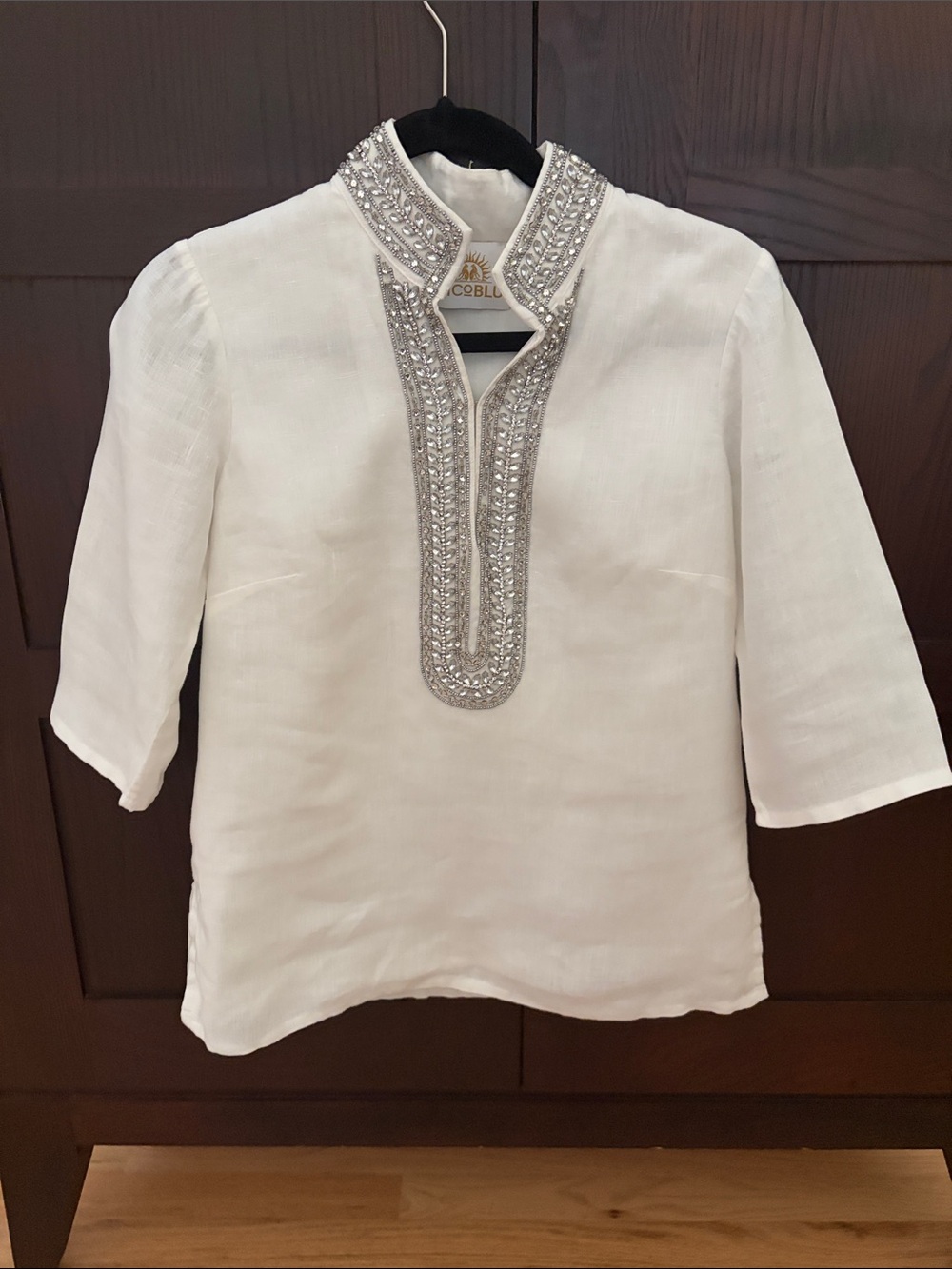 NICoBLU Elegant White Embellished Tunic